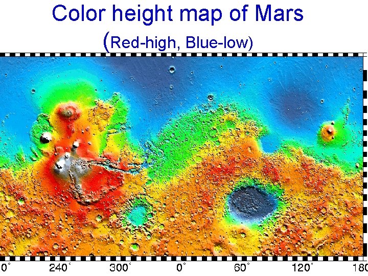 Color height map of Mars (Red-high, Blue-low) 