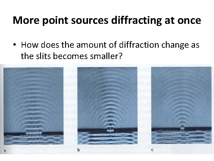 More point sources diffracting at once • How does the amount of diffraction change
