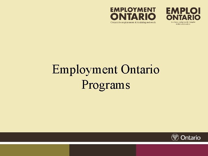 Employment Ontario Programs 
