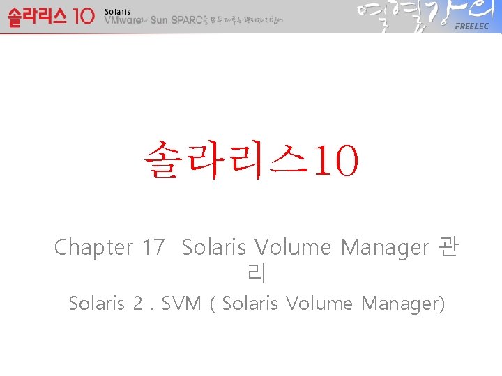 솔라리스 10 Chapter 17 Solaris Volume Manager 관 리 Solaris 2. SVM ( Solaris