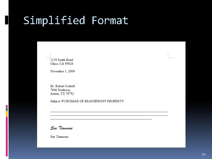 Simplified Format 20 