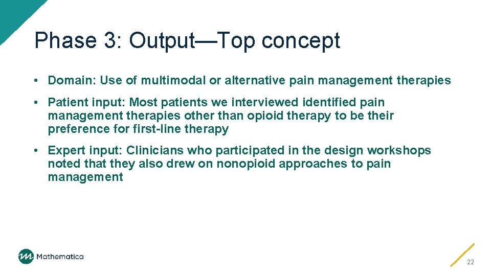 Phase 3: Output—Top concept • Domain: Use of multimodal or alternative pain management therapies