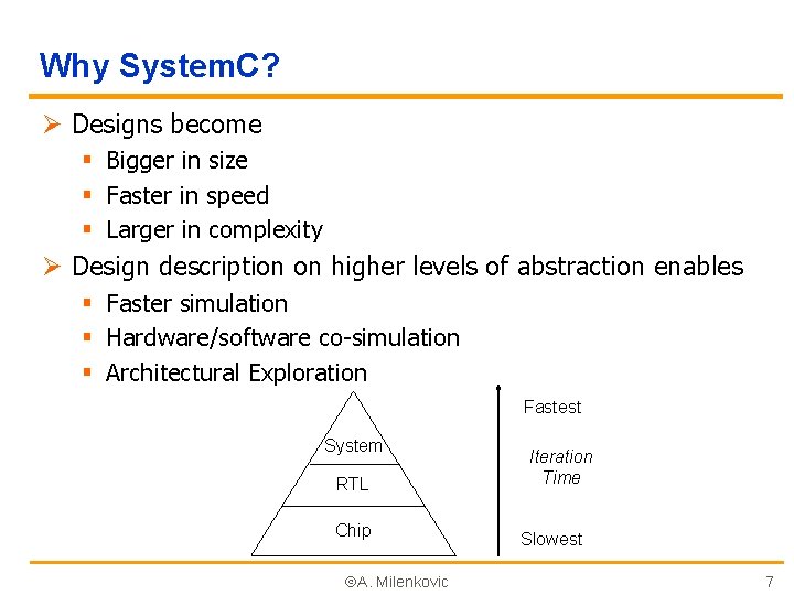 Why System. C? Ø Designs become § Bigger in size § Faster in speed