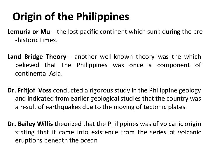 Origin of the Philippines Lemuria or Mu – the lost pacific continent which sunk