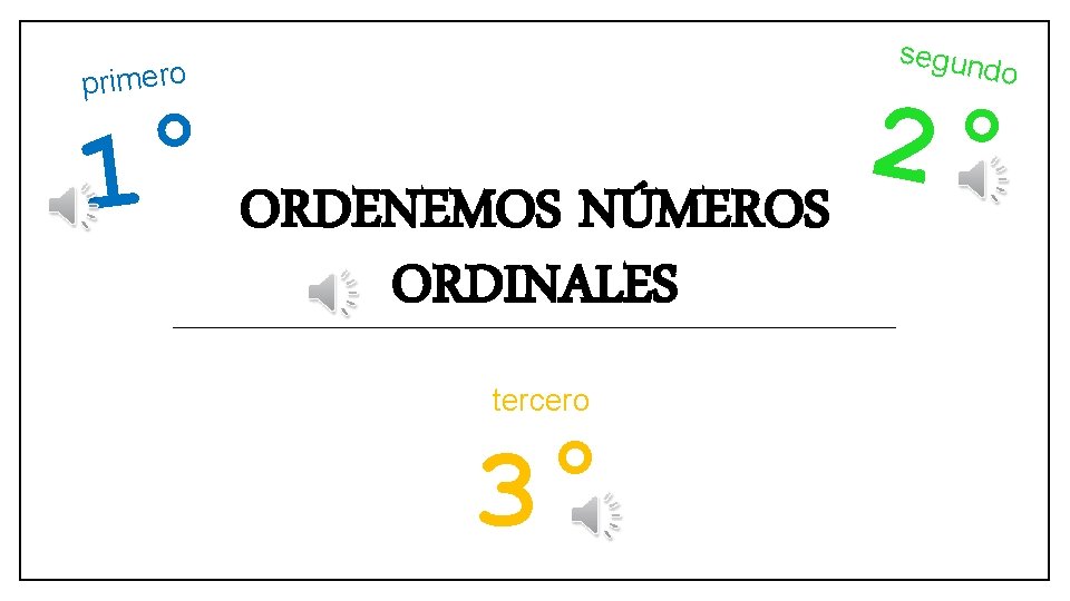 segun do primero 1° ORDENEMOS NÚMEROS ORDINALES tercero 3° 2° 