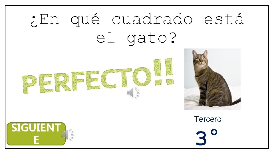 ¿En qué cuadrado está el gato? ! ! O T C E F R