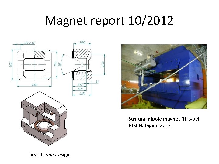 Magnet report 10/2012 Samurai dipole magnet (H-type) RIKEN, Japan, 2012 first H-type design Magnet report 10/2012 Samurai dipole magnet (H-type) RIKEN, Japan, 2012 first H-type design