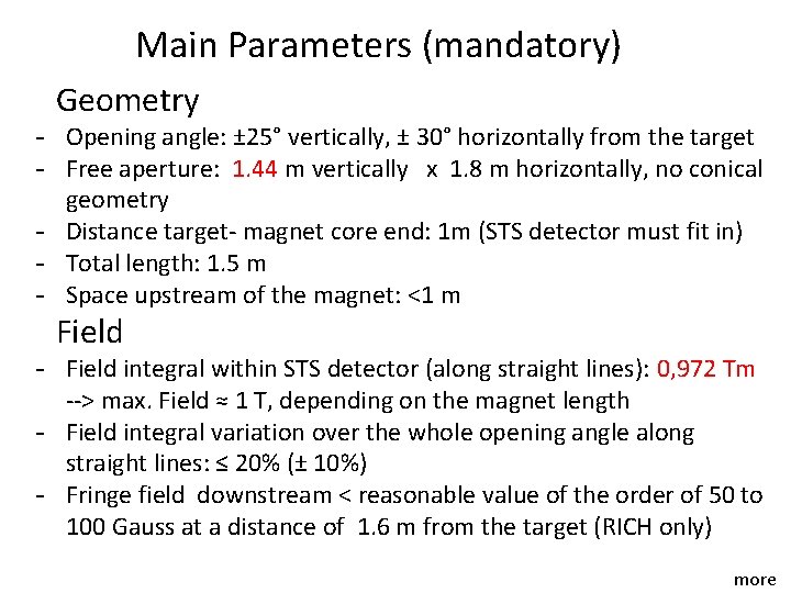 Main Parameters (mandatory) Geometry - Opening angle: ± 25° vertically, ± 30° horizontally from Main Parameters (mandatory) Geometry - Opening angle: ± 25° vertically, ± 30° horizontally from