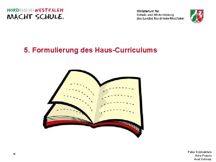 5. Formulierung des Haus-Curriculums 15 Peter Dobbelstein Arne Prasse Axel Sohnius 
