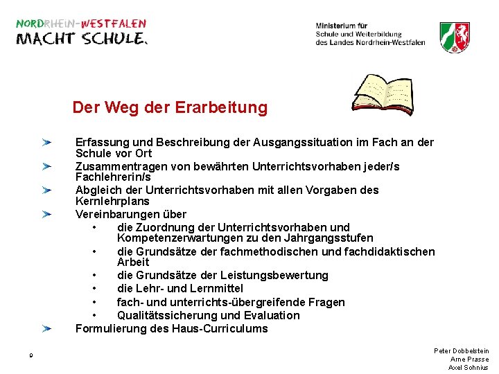 Der Weg der Erarbeitung Erfassung und Beschreibung der Ausgangssituation im Fach an der Schule