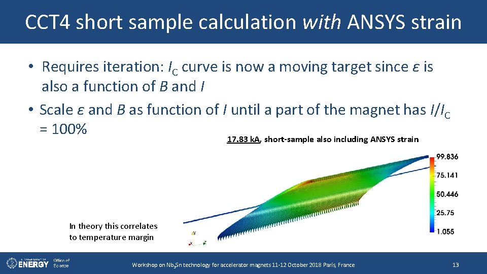 CCT 4 short sample calculation with ANSYS strain • Requires iteration: IC curve is