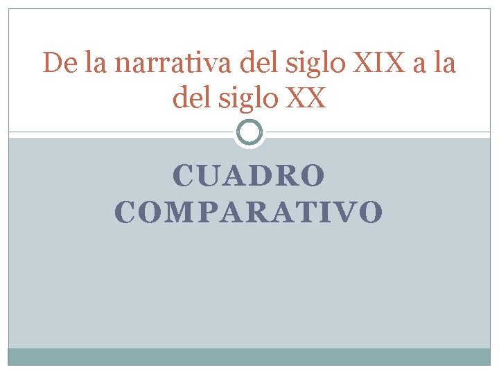 De la narrativa del siglo XIX a la del siglo XX CUADRO COMPARATIVO 