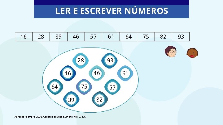 LER E ESCREVER NÚMEROS 16 28 39 46 57 46 16 75 39 Aprender