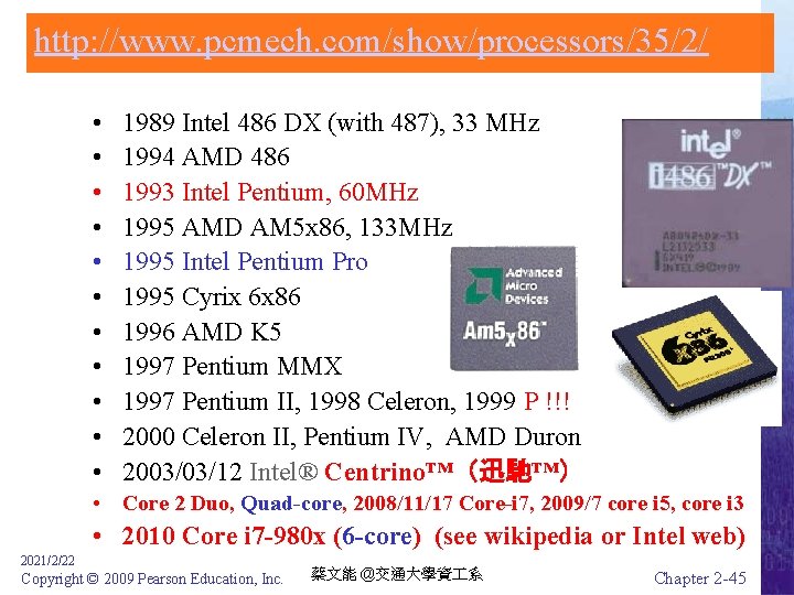 http: //www. pcmech. com/show/processors/35/2/ • • • 1989 Intel 486 DX (with 487), 33