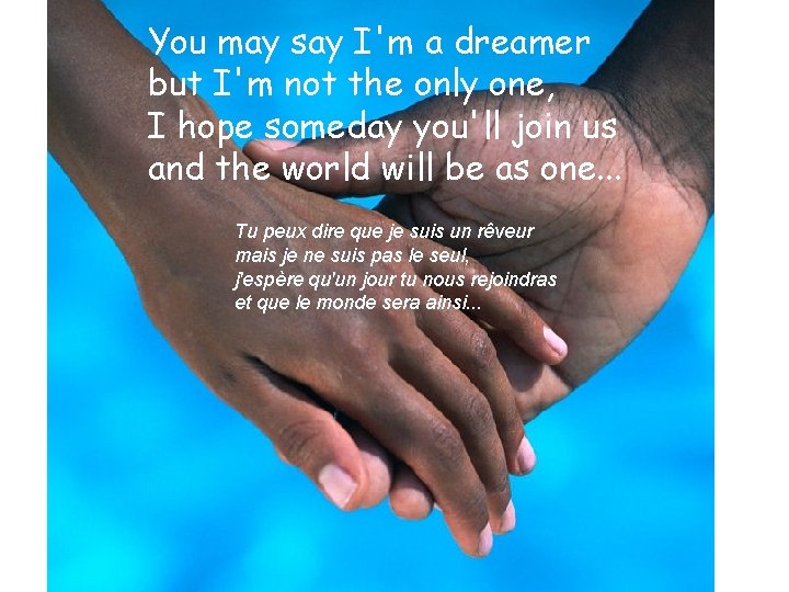 You may say I'm a dreamer but I'm not the only one, I hope