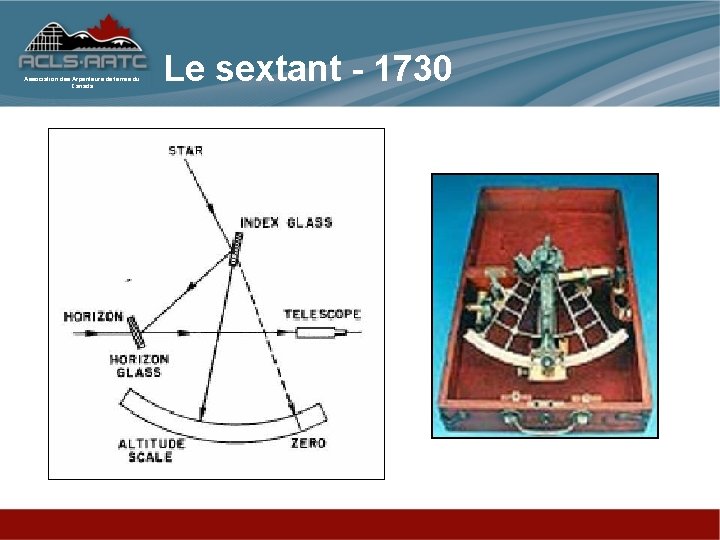 Association des Arpenteurs de terres du Canada Le sextant - 1730 