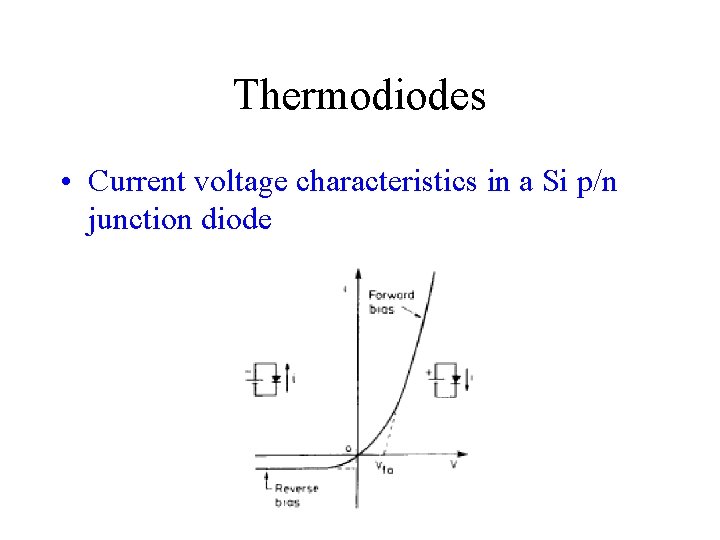 Thermodiodes • Current voltage characteristics in a Si p/n junction diode Thermodiodes • Current voltage characteristics in a Si p/n junction diode