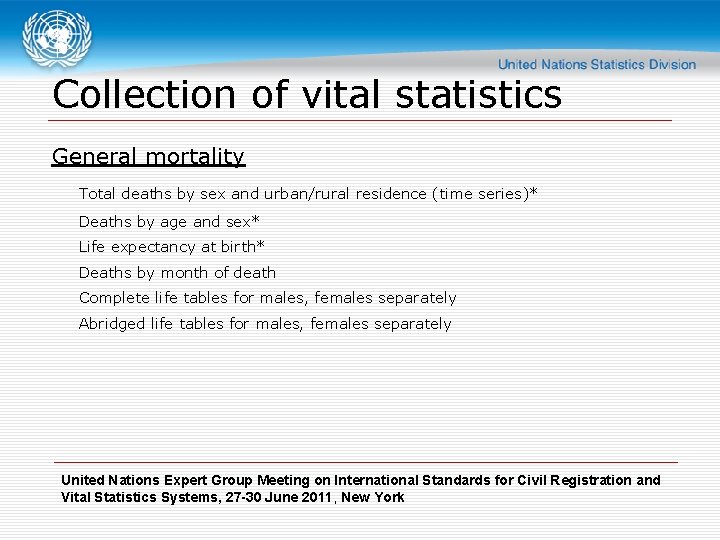 Collection of vital statistics General mortality Total deaths by sex and urban/rural residence (time