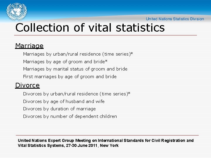 Collection of vital statistics Marriages by urban/rural residence (time series)* Marriages by age of