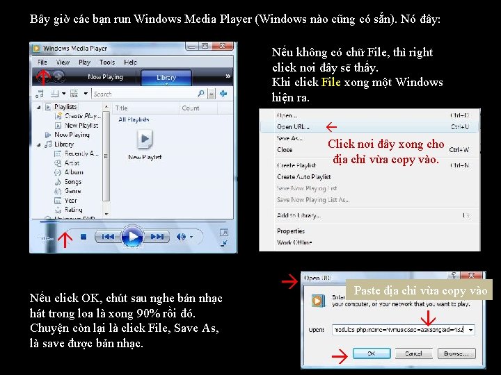 Bây giờ các bạn run Windows Media Player (Windows nào cũng có sẳn). Bây giờ các bạn run Windows Media Player (Windows nào cũng có sẳn).
