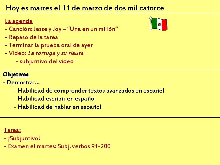 Hoy es martes el 11 de marzo de dos mil catorce La agenda - Hoy es martes el 11 de marzo de dos mil catorce La agenda -