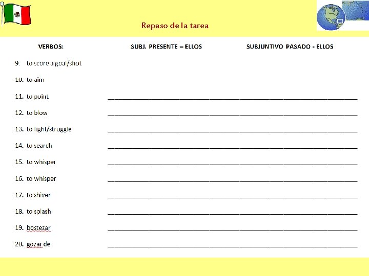 Repaso de la tarea Repaso de la tarea