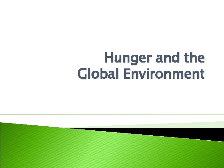 Hunger and the Global Environment 