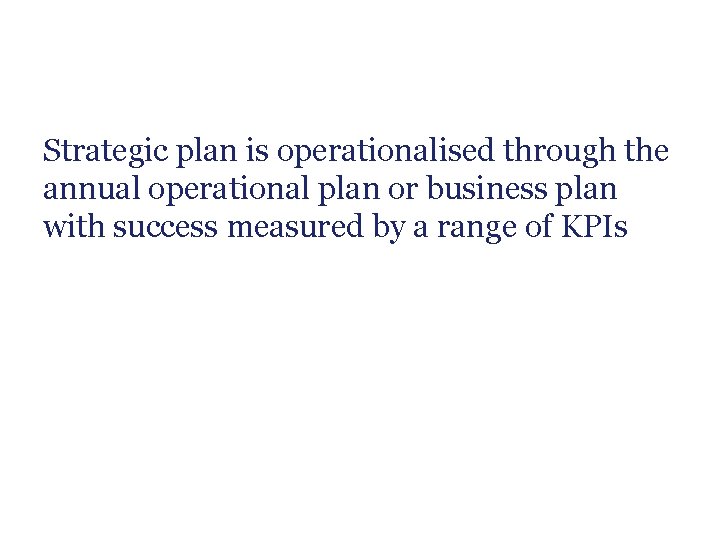 Strategic plan is operationalised through the annual operational plan or business plan with success