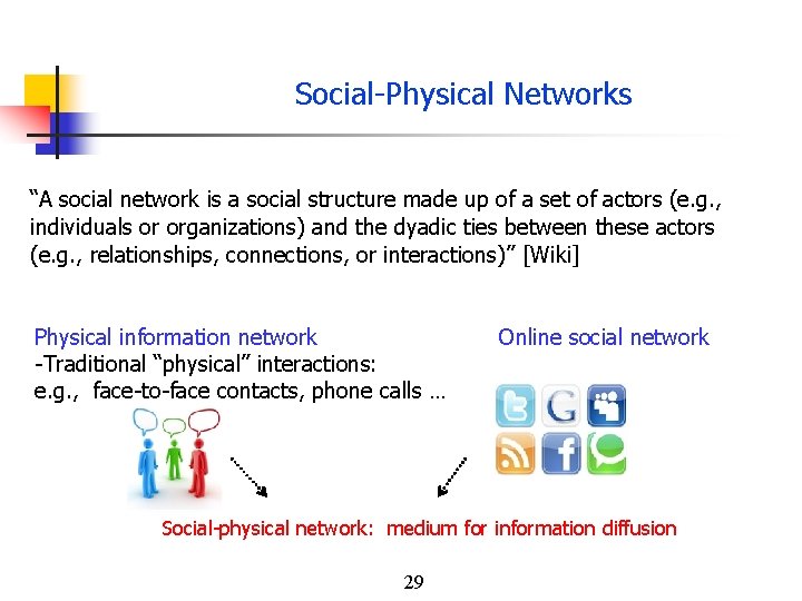 Social-Physical Networks “A social network is a social structure made up of a set