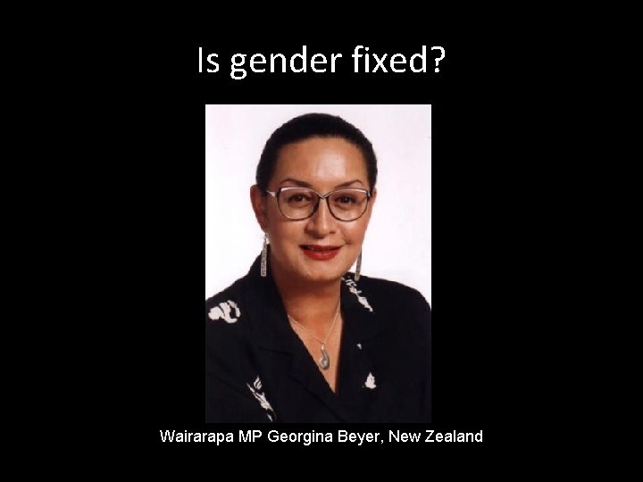 Is gender fixed? Wairarapa MP Georgina Beyer, New Zealand 