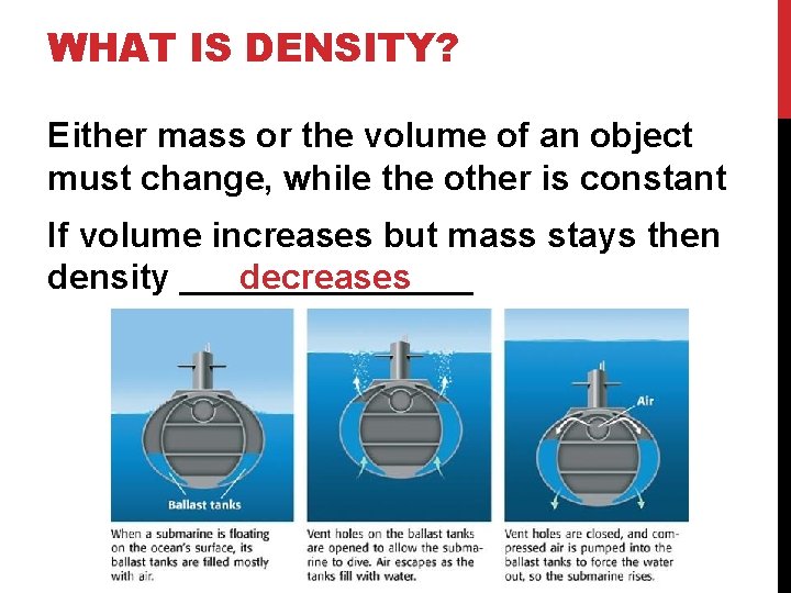 WHAT IS DENSITY? Either mass or the volume of an object must change, while