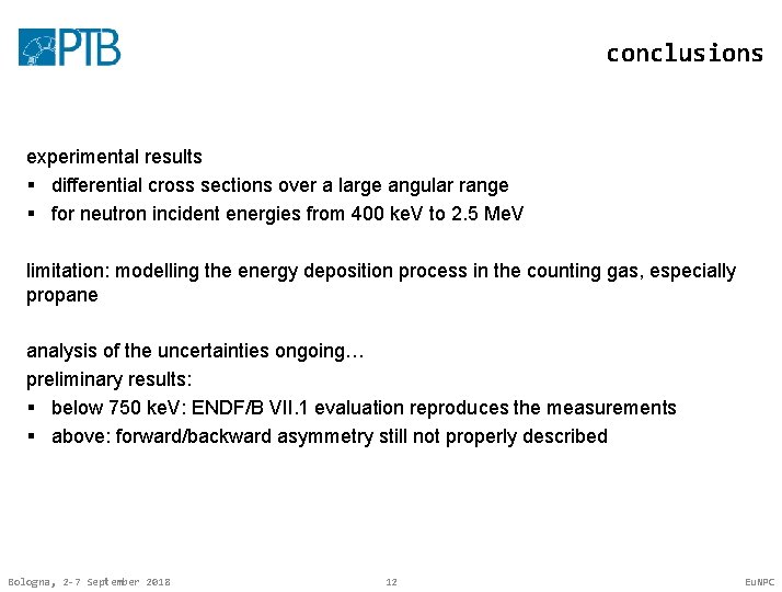 conclusions experimental results § differential cross sections over a large angular range § for conclusions experimental results § differential cross sections over a large angular range § for
