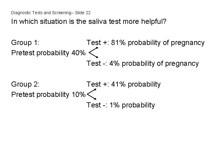 Diagnostic Tests and Screening-- Slide 22 In which situation is the saliva test more