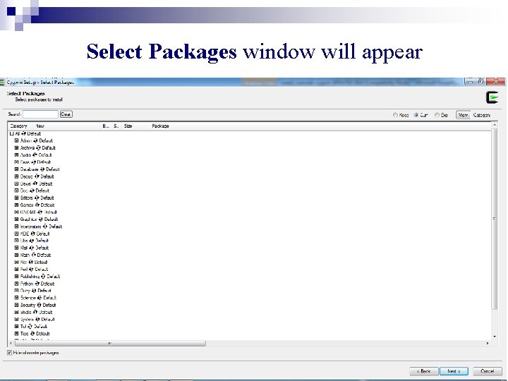 Select Packages window will appear 