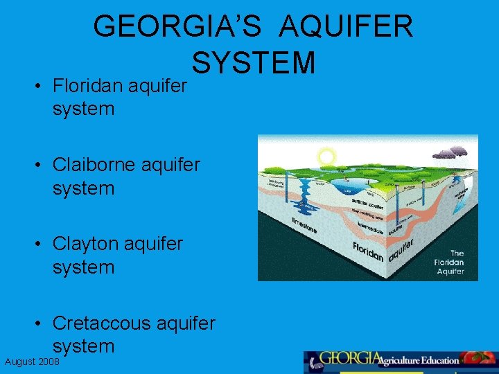 GEORGIA’S AQUIFER SYSTEM • Floridan aquifer system • Claiborne aquifer system • Clayton aquifer