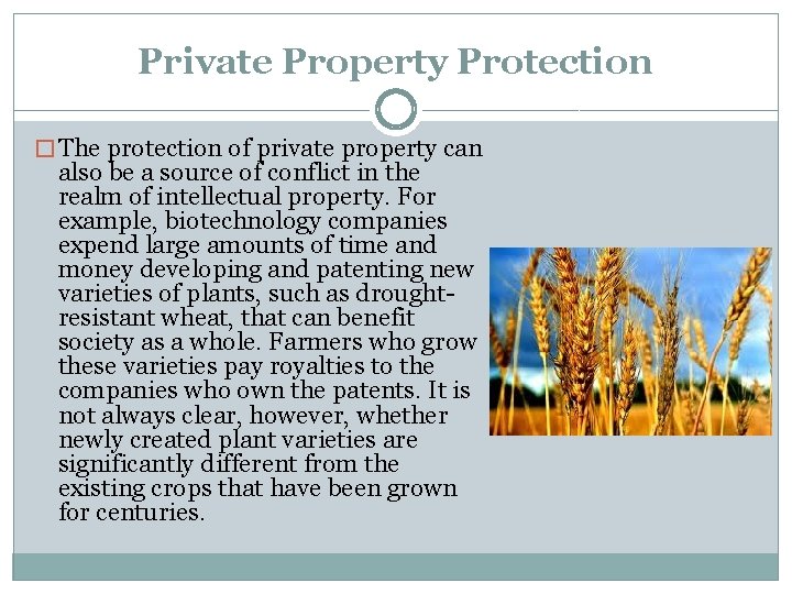Private Property Protection � The protection of private property can also be a source