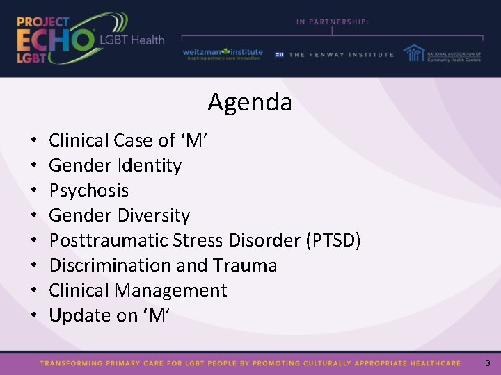 Agenda • • Clinical Case of ‘M’ Gender Identity Psychosis Gender Diversity Posttraumatic Stress