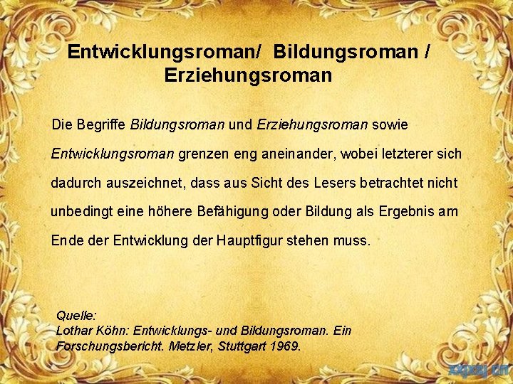 Entwicklungsroman/ Bildungsroman / Erziehungsroman Die Begriffe Bildungsroman und Erziehungsroman sowie Entwicklungsroman grenzen eng aneinander,
