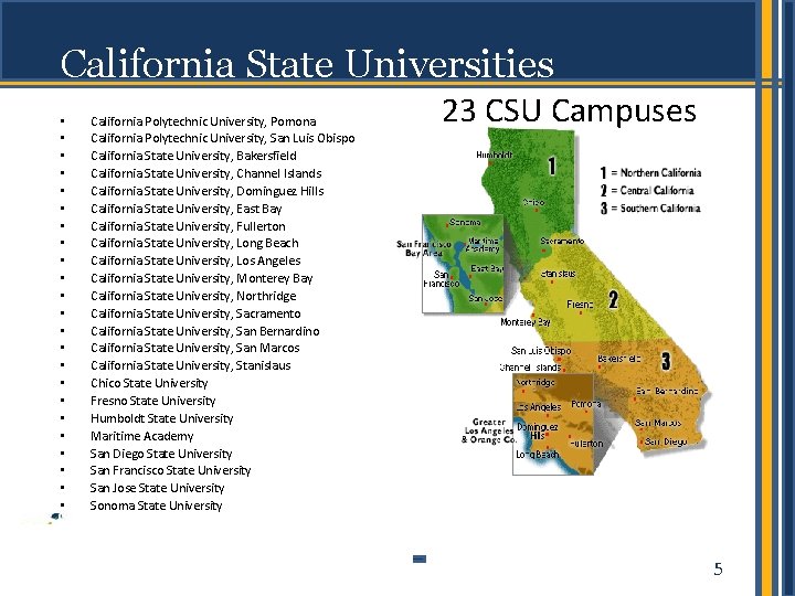 California State Universities • • • • • • California Polytechnic University, Pomona California