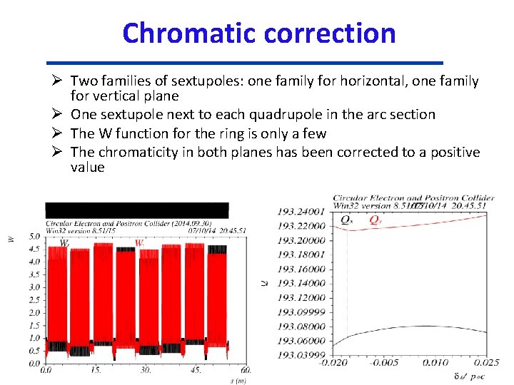 Chromatic correction Ø Two families of sextupoles: one family for horizontal, one family for