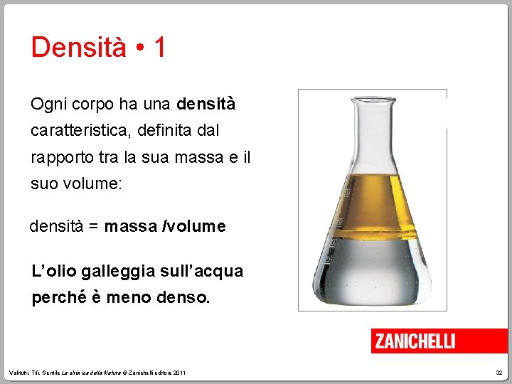 Densità • 1 Ogni corpo ha una densità caratteristica, definita dal rapporto tra la