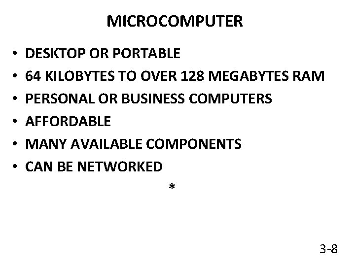 MICROCOMPUTER • • • DESKTOP OR PORTABLE 64 KILOBYTES TO OVER 128 MEGABYTES RAM