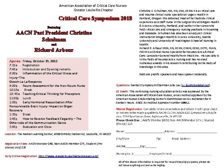 American Association of Critical Care Nurses. Greater Louisville Chapter Critical Care Symposium 2018 Featuring