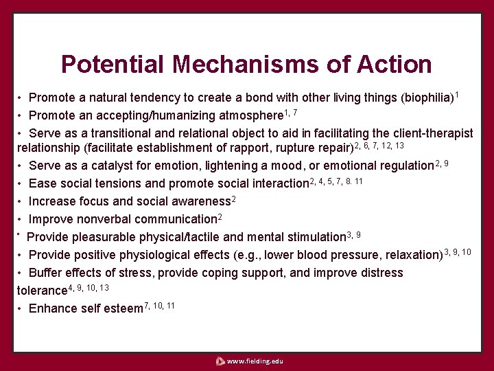 Potential Mechanisms of Action • Promote a natural tendency to create a bond with