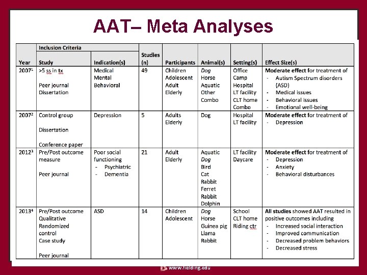 AAT– Meta Analyses www. fielding. edu 