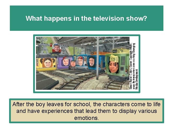 What happens in the television show? After the boy leaves for school, the characters