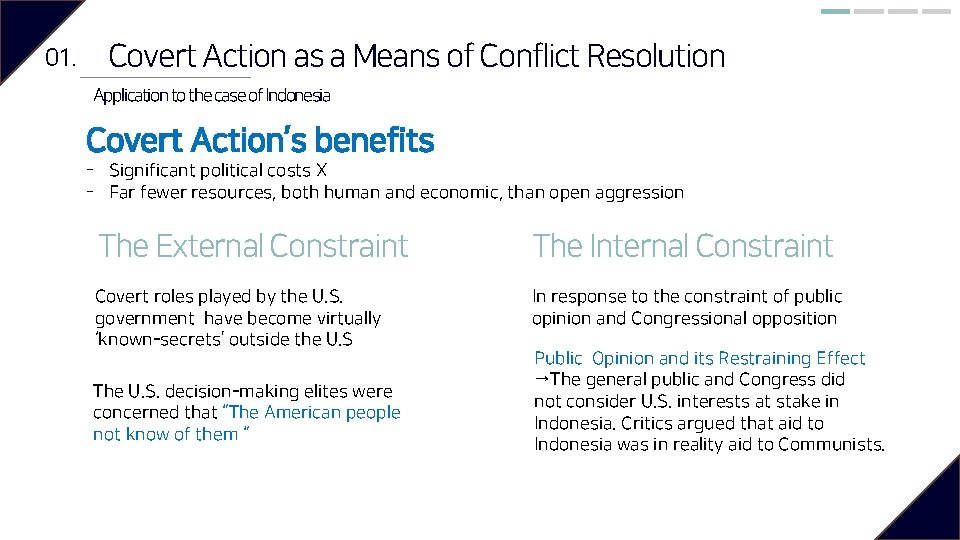 01. Covert Action as a Means of Conflict Resolution Application to the case of