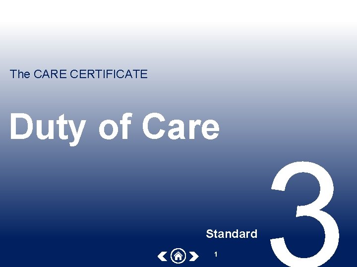 The CARE CERTIFICATE Duty of Care Standard 1 