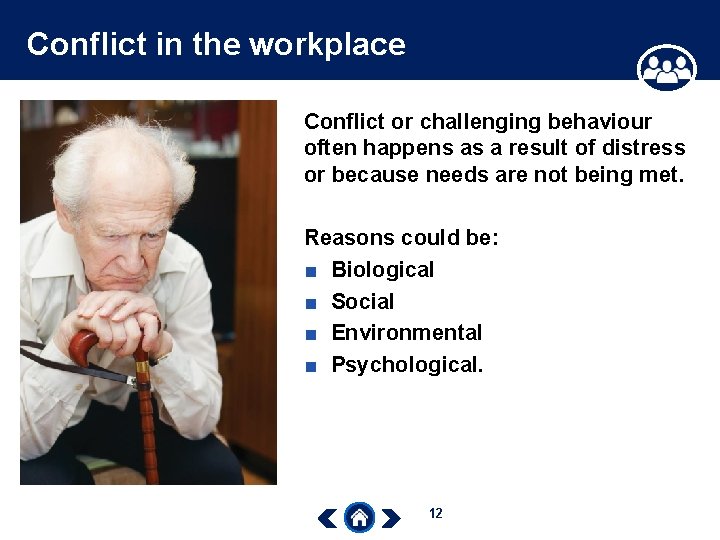 Conflict in the workplace Conflict or challenging behaviour often happens as a result of