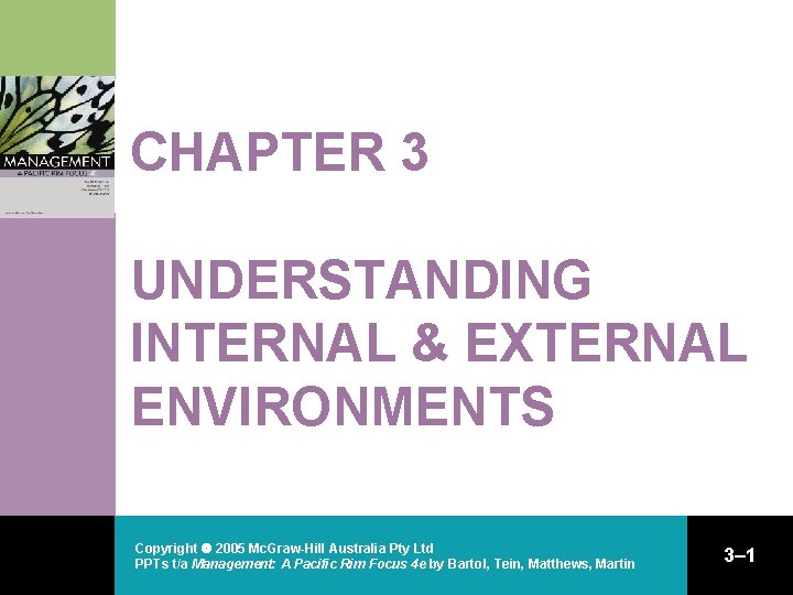 CHAPTER 3 UNDERSTANDING INTERNAL & EXTERNAL ENVIRONMENTS Copyright 2005 Mc. Graw-Hill Australia Pty Ltd CHAPTER 3 UNDERSTANDING INTERNAL & EXTERNAL ENVIRONMENTS Copyright 2005 Mc. Graw-Hill Australia Pty Ltd